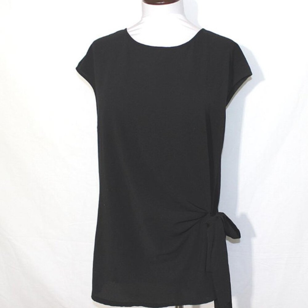Vince Camuto Side Twist Black Sleeveless Blouse Top sz Large